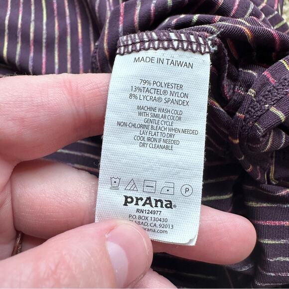 Prana Alicia Scramble Purple Multi Striped Mock Neck Long Sleeve Dress Sz L - Picture 7 of 10
